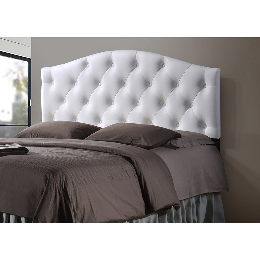 Baxton BBT6505 White Full HB Myra Full Scalloped Headboard in